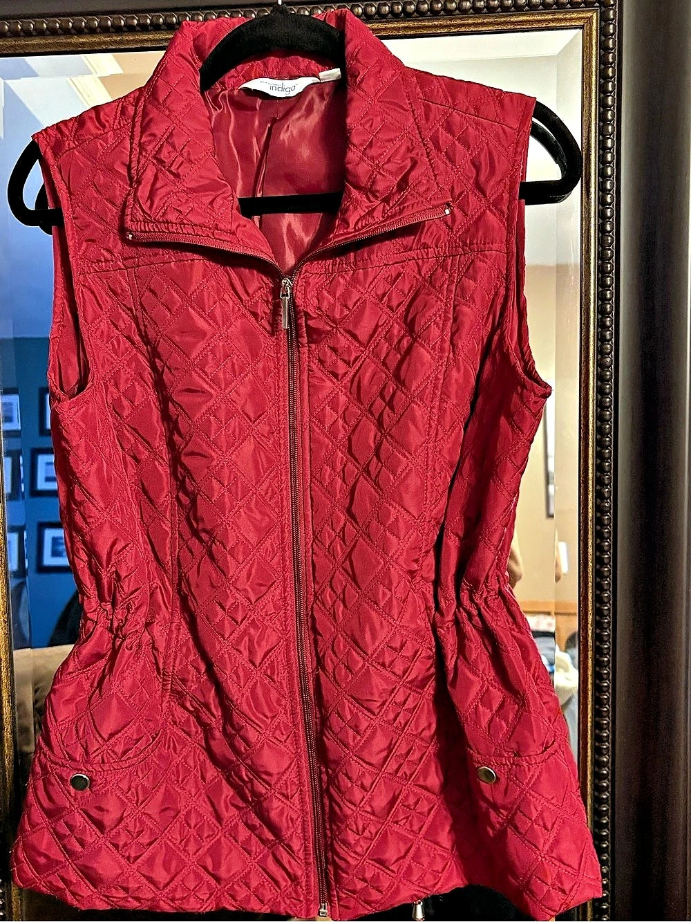 Indigo Quilted Vest in Red Size Large